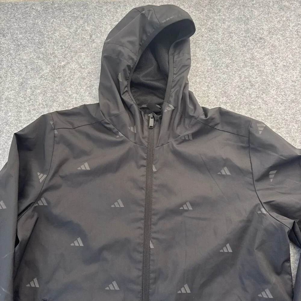 Adidas Men Mono Windbreaker Jacket Size Large Black